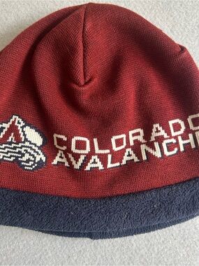 Vintage Colorado Avalanche Fleece Beanie Hat Adult OSFM Red Embroidered Logo